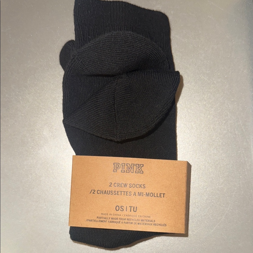 PINK Victoria's Secret Black Crew Socks